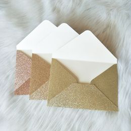 Greeting Cards 250g A7 Champagne Gold Silver Glitter Envelope 195x135mm7.6x5.3inch for Wedding Invitation Pocket Bag for Cards 25pc 230317