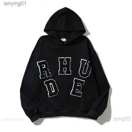 Mens Rhude Designer Hoodie Letter-printed Long-sleeved Street Holiday Casual Clothing 23