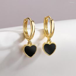 Hoop Earrings Mafisar Design Trendy Heart Geometric Gold Plated Black Drip Oil High Quality Fashion For Woman Jewellery