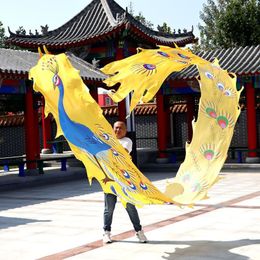 8 Meters Festival Party Square Performance Peacock Pattern Chinese Dance Dragon Ribbon For Adults Washable Traditional Fitness Dragons Props