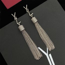 Luxury Dangle Ear Studs Fashion Chandelier Earring Sliver Hoop Earrings Designer For Woman Earring Wedding Party Jewelry Gift