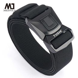 Belts MEDYLA Elastic Tactical Belt High Strength Elastic Fibre Metal Buckle Sports Belt Adjustable Length Outdoor Sports Accessories W0317