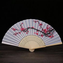 cherry blossom silk hand wedding Favour plum blossom hand folding fan