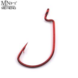 Fishing Hooks 25Pcs Fishing Hooks Red Bloody Crank Offset Worm Hook Lure Soft Bait Texas Rig Fishhook Size 2#-5/0# High Carbon Steel P230317