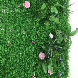 Decorative Flowers 40 60 Artificial Green Plants Wall Panel Lawn Carpet Fake Grass Turf Landscaping Decor For Home Outdoor Wedding Backdrop