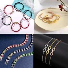 Women's 8 Diamond Bracelet Designer Jewellery Glossy bracelet Single Row Diamond Female Colour Gold/Silver/Rose Bangle
