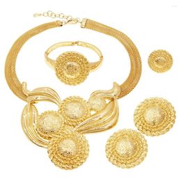 Necklace Earrings Set For Women Italian Style Sunflower Flower Shape Pendant Fashion Bracelet Items To Nigeria