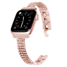 Luxury Bling Diamond Straps Compatible Apple watch Band Slim Dressy Metal Bangle Jewellery Chain iwatch Bands for 49 45 44 42 41 40 38mm