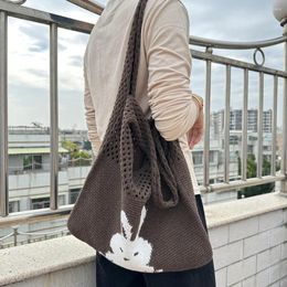 Evening Bags Woven Aesthetic Hobo Bag Large Capacity Cartoon Grocery Eco-Friendly Hollow Out Female Tote Casual For Women Girls