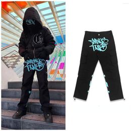 Calça calças de carga masculina menos harajuku minustwo casual punk rock reto largura perna lidera duas calças de rua y2k tendência de rua retro o