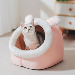 Cat Beds Cute House Semi Closed Thicken Warm Soft Kennel Nest Pet Basket Funny For Dog Bed Mat