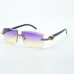 Buffs cool sunglasses 3524031 with XL diamonds and pure black buffalo horn legs 57 mm cut lens