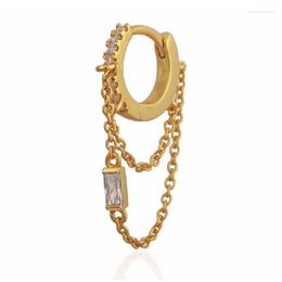 Hoop Earrings 2023 Arrived Chain Tassel Small Earring 3 Colour Romantic Cz Round Circle Elegance Fashion Women Charm Jewellery