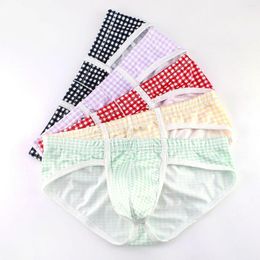 Underpants Men Briefs Jockstrap Sexy Bugle Pouch Plaid Underwear Cueca Low Waist Sissy Lingerie Thongs Calzoncillo Hombre Bikini