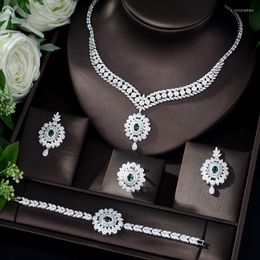 Necklace Earrings Set HIBRIDE Fashion Style White Gold Color Cubic Zirconia Women Wedding Bride Dress Accessories N-472