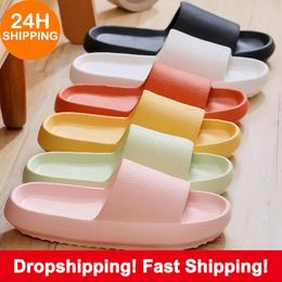 Slippers Fashion Women Summer Soft Thick Platform Bathroom Home Men Indoor Non-slip Anti-slip Female Cloud Cushion SlidesSlippers