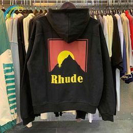 Mens Hoodies Casual Loose Hoodie Style Trend Fashion Hip-hop Sunset Printing Men Women 1 Best Quality Moonlight Sweater Oversize with Tags