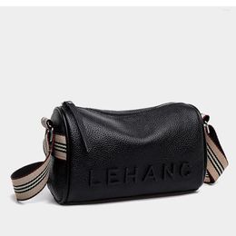 Evening Bags 2023 Fashion Genuine Leather Women Pillow Handbags Wide Strap Female Shoulder Cross Body Brand Lady Casual Boston Bag