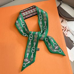 Sharp-angled small ribbon silk scarf simulation silk satin all-match simple professional scarf with hand gift headband 5x85cm