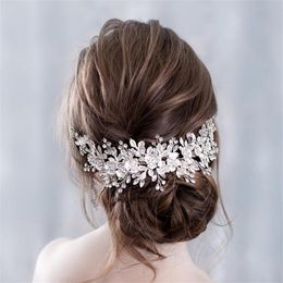 Hair Clips & Barrettes Bridal Silk Flower Headband Prom Tiara Wedding Accessories Handmade Ornaments Crystal Headdress For Women