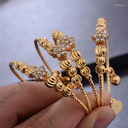 Bangle 4PCS/lot Adjustable Gold Color Baby Bangles &bracelets Birthday Jewelry Gift For Girls Kids Bead Bell Tassel