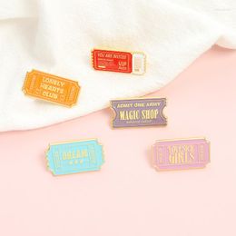 Brooches Cute Tickets Enamel Pins Dream Admit One Pass Brooch Lapel Pin Badge Bag Custom Cartoon Jewellery Gifts For Kids Friends Wholesale