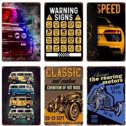 Vintage Classic Car Metal Tin Sign Hot Rod Racing Sign Bus Truck Retro Plaque for Club Garage Home Man Cave Wall Decor Poster 30X20cm W03