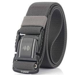 Belts Elastic Men Belt Alloy Magnetic Buckle Outdoor Working Tactical Belt For Jeans Pants Casual Stretch Overalls Male Waist Belt New W0317