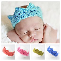 Baby Girls Super Elastic Birthday Crown Headband Toddler Soft Crochet Knitted Tiara HeadWrap Children Hair Accessories