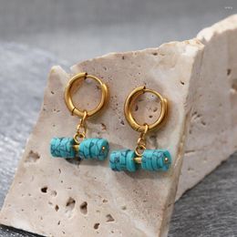 Dangle Earrings Stainless Steel Waterproof And Fade-Resistant 18K Real Gold Plated Fashion Temperament Women's Turquoise Jewelry