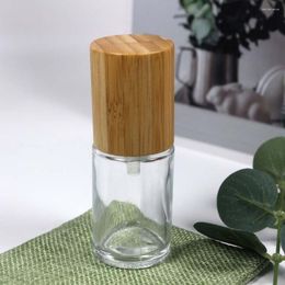 Storage Bottles 30ml Cosmetics Packaging Glass Bottle Bamboo Cover With Lotion And Spray Pump