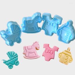 Baking Moulds 4Pcs/set Baby Type Plastic Mold Kitchen Pastry Plunger 3D Fondant Biscuit Cookie Cutter Cake Decorating Tools