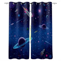 Curtain Outer Space Rocket Planet Blackout Curtains Bedroom Living Room Home Decoration For Children Girls Boys Gift