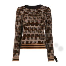 Sweater Women's Autumn Round neck striped fashion Long Sleeve Women High End Jacquard Cardigan knitting Sweaters Coats Clothes