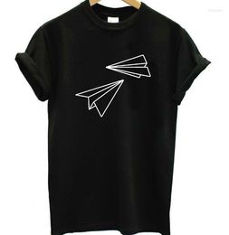 Women's T Shirts Skuggnas Paper Airplane Print Women Tshirt 90s Tumblr Graphic Cotton Tee Shirt Aesthetic Harajuku Grunge Unisex Tops