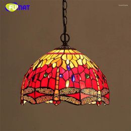 Pendant Lamps FUMAT Stained Glass Lamp Art Red Dragonfly Shade Restaurant Kitchen LED Dining Room Lights