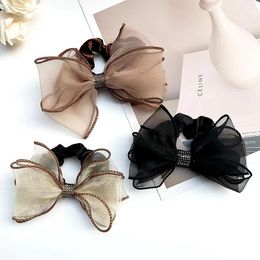 French High-end Ribbon Bow Mesh Large Intestine Hair Ring New Temperament Head Rope Tied Ponytail Hair Accessories 1971