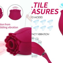 Nxy Vibrators Rose Sucking Vibrator 10 Modes Licking Tongue 2 in 1 G spot & Clitoris Stimulator Nipple Orgasm Adult Sex Toys for Women Couples 230310