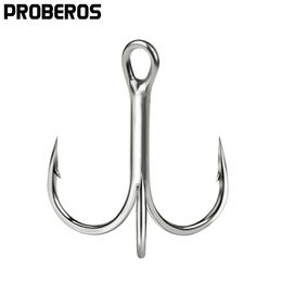 Fishing Hooks PROBEROS 20PCS Fishing Hooks 18-16-14-12-10-8-6-4-2-1-1/0-2/0-3/0-4/0-5/0# High Carbon Treble Hooks Triple Barbed Fishhooks P230317