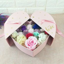 Gift Wrap Attracting Heart Shape Half-Opening Paper Box With Inner Drawer Holding Flowers & Gifts Happy Valentine's Day Packaging