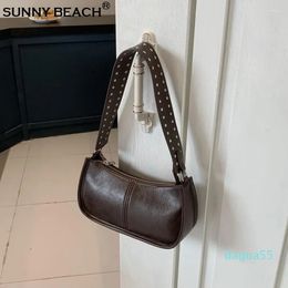 Evening Bags SUNNY BEACH Vintage Fashion PU Leather Purse Wide Woman Casual Tote Bag Lady Shoulder Designer Handbag