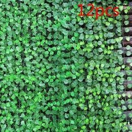 Decorative Flowers 12pcs 2M Artificial Ivy Green Leaf Garland Plants Vine Fake Foliage Home Decor Plastic Rattan String Wall Pants