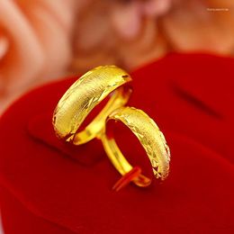Wedding Rings 18K Gold Colour Couple Carved Matte Infinity Ring Men And Women Engagement Jewellery Gifts