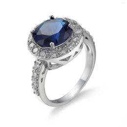 Wedding Rings Trendy Aquamarine Amethyst Ring Web Sterling Silver Gemstone Natural For Jewellery Blue Sapphire Party