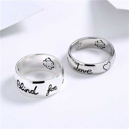 2023 Designer New Fashion Jewellery Gujia double couple love fearless Thai silver heart flower letter men's and women's ring