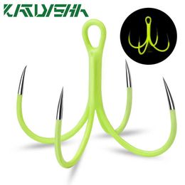 Fishing Hooks KATYUSHA 50Pcs Luminous Quadruple Reinforced Anchor Hook 16#-18# High Carbon Steel Fishing Hooks Four Fork Four Claw Fishhooks P230317