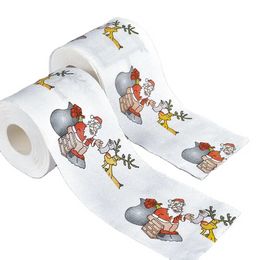 Merry Christmas Toilet Paper Creative Printing Pattern Series Roll Of Papers Fashion Funny Novelty Gift Eco Friendly Portable E0318