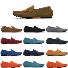 High quality Non-Brand men casual suede shoe mens slip on lazy Leather shoe 38-45 Army Green