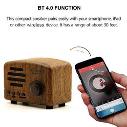 Portable Speakers Portable wood effect 5W 600mah stereo bass retro vintage bt speaker with fm radio Z0317