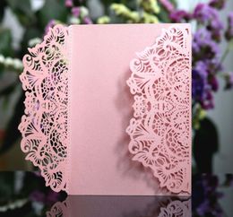 Greeting Cards 50pcs Butterfly Flower Invitation Card Envelopes Personalised Wedding Card For Mariage Birthday Baptism Party Supplies Favours 230317